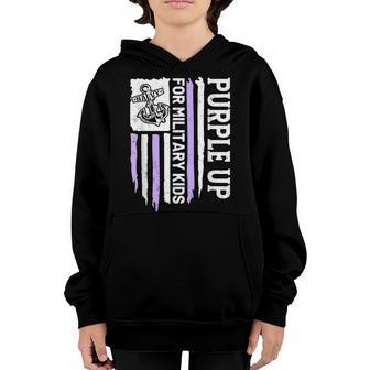 Purple Up Military Kids Military Child Month 2023 Navy Flag Youth Hoodie - Seseable