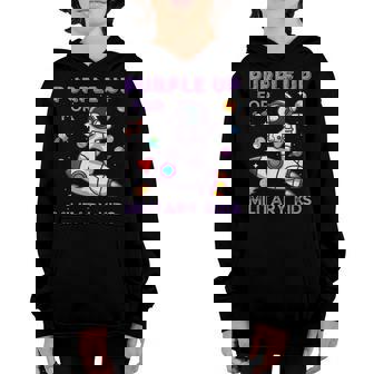 Purple Up Military Kids Military Child Month Astronaut Funny Youth Hoodie | Mazezy