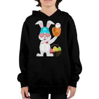 Rabbit Baseball Easter Bunny 2021 For Kids Youth Boys Girls Youth Hoodie - Seseable