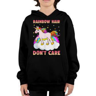 Rainbow Hair Dont Care - Funny Unicorn For Girls Youth Hoodie - Thegiftio UK