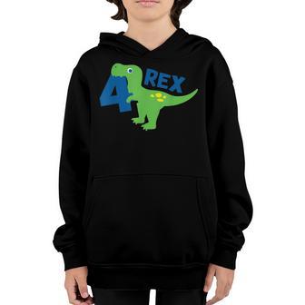 Rawr Im 4 4Th Birthday T Rex Dinosaur Party For Boys Youth Hoodie - Thegiftio UK
