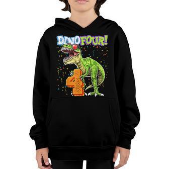 Rawr Im A Dinofour T Rex Dinosaur 4Th Birthday Party Boys Youth Hoodie - Thegiftio UK