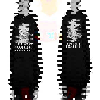 Readsolotl Cute Kawaii Axolotl Book Reading Boys Girls Kids Youth Hoodie - Thegiftio