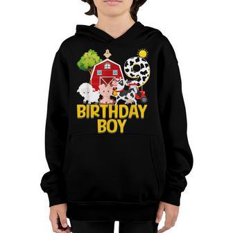 Red Barnyard Farm Animals 9Th Birthday Boy 9 Year Old Youth Hoodie - Thegiftio UK