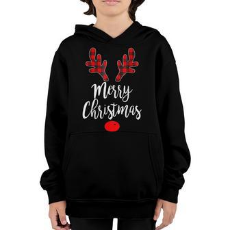 Red Black Christmas Gifts Buffalo Plaid Deer Women Men Kids Youth Hoodie - Thegiftio UK