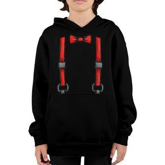 Red Hearts Bow Tie Suspenders Valentines Day Men Women Kids Youth Hoodie - Thegiftio UK