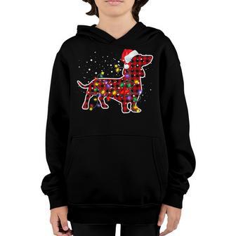 Red Plaid Buffalo Dachshund Dog Christmas Pajamas Xmas Kids Youth Hoodie - Thegiftio UK