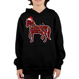 Red Plaid Buffalo Horse Christmas Pajamas Xmas Women Girls Youth Hoodie - Thegiftio UK
