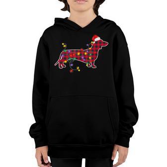 Red Plaid Dachshund Dog Christmas Pajamas Family Xmas Kids Youth Hoodie - Thegiftio UK