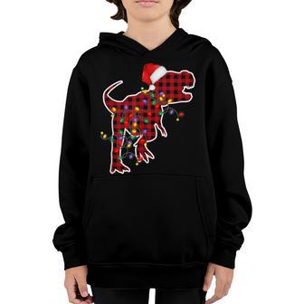 Red Plaid Dinosaur Christmas Pajamas Family T Rex Xmas Kids Youth Hoodie - Thegiftio UK