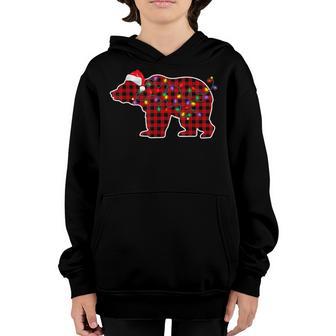 Red Plaid Polar Bear Christmas Pajamas Family Men Women Kids Youth Hoodie - Thegiftio UK