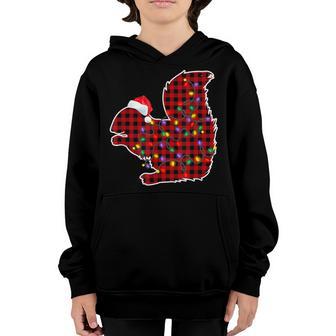 Red Plaid Squirrel Christmas Pajamas Xmas Lights Women Girls Youth Hoodie - Thegiftio UK