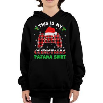 Red Plaid Ugly Design This Is My Video Game Christmas Pajama V3 Youth Hoodie - Thegiftio UK