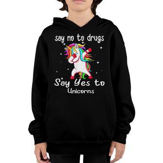 Red Ribbon Week Kids Youth Say No Say Yes To Unicorns V2 Youth Hoodie - Thegiftio UK
