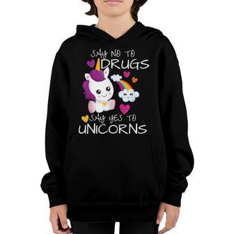 Red Ribbon Week Kids Youth Say No Say Yes To Unicorns Youth Hoodie - Thegiftio UK