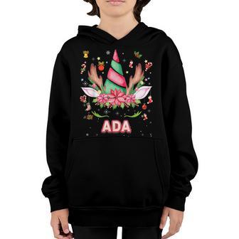 Reindeer Unicorn Face Ada Christmas Mistletoe Ornament Girl Youth Hoodie - Thegiftio UK