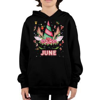 Reindeer Unicorn Face June Christmas Mistletoe Ornament Girl Youth Hoodie - Thegiftio UK