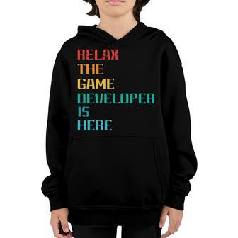 Relax The Game Developer Is Here Professional Game Dev Youth Hoodie | Mazezy UK