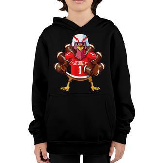 Restro Thanksgiving Football Game Turkey Player Sporty Youth Hoodie - Thegiftio UK
