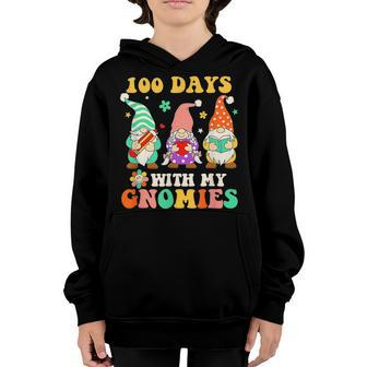 Retro 100 Days With My Gnomies 100 Days Of School Groovy Youth Hoodie - Seseable