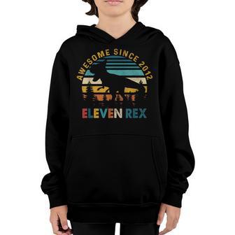 Retro 11 Years Old Boy Dinosaur T-Rex Awesome Since 2012 Youth Hoodie - Thegiftio UK
