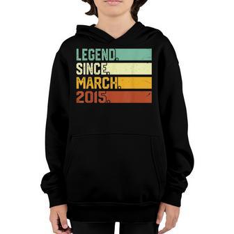 Retro 8Th Birthday Boys Gift Legend Since March 2015 Youth Hoodie - Thegiftio UK