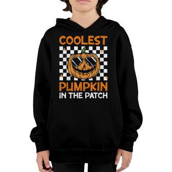 Retro Coolest Pumpkin In The Patch Groovy Halloween Boys Kid V5 Youth Hoodie - Thegiftio UK