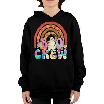 Retro Groovy Boo Crew Halloween Hippie Floral Ghost Boy Girl V8 Youth Hoodie - Thegiftio UK
