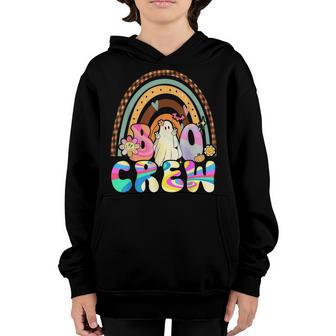Retro Groovy Boo Crew Halloween Hippie Floral Ghost Boy Girl V9 Youth Hoodie - Thegiftio UK