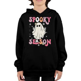Retro Hippie Halloween Cute Ghost Spooky Season Women Kids V5 Youth Hoodie - Thegiftio UK