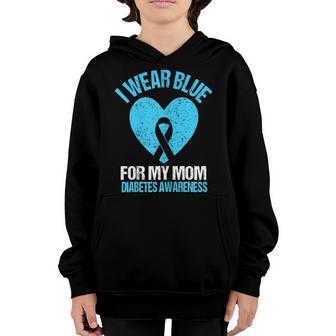 Retro I Wear Blue For My Mom Diabetes Awareness Kids Youth Hoodie - Thegiftio UK