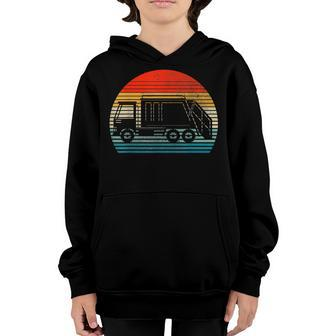 Retro Recycling Trash Garbage Truck Sunset Old School Party  Youth Hoodie