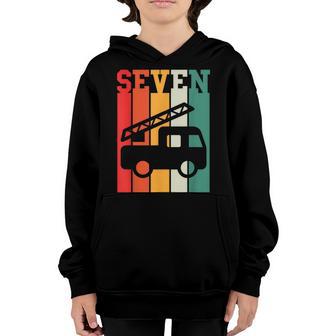 Retro Sound The Alarm Im 7 Years Old Birthday Boy Fire Youth Hoodie - Thegiftio UK