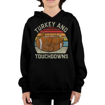 Retro Thanksgiving Turkey And Touchdowns Men Kids Women Youth Hoodie - Thegiftio UK