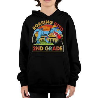 Roaring Into 2Nd Grade Funny First Day Of School Gift Boys Youth Hoodie - Thegiftio UK