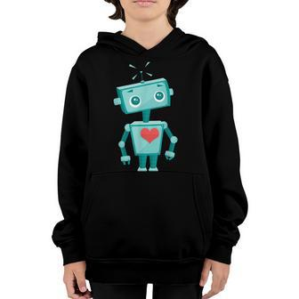 Robot Heart Valentines Day Gift Shirt For Kids Girls Youth Hoodie | Mazezy