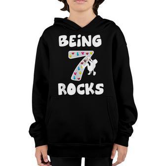 Rock Climbing Funny 7 Years Old 7Th Birthday Gift For Kids Youth Hoodie - Thegiftio UK