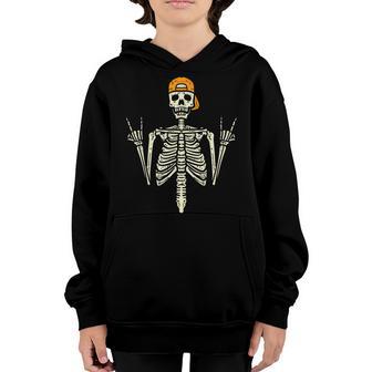 Rocker Skater Skeleton Cap Cool Halloween Punk Men Boys V3 Youth Hoodie - Thegiftio UK