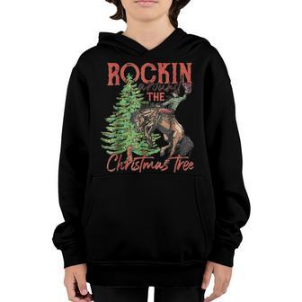 Rocking Around The Christmas Tree Christmas Cowboy Horse Youth Hoodie - Thegiftio UK