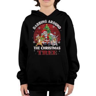 Santa Cat Dabbing Through The Snow Funny Christmas Boys Kids Youth Hoodie - Thegiftio UK
