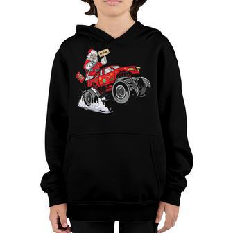 Santa Claus Monster Truck Rider Boys Kids Toddler Christmas Youth Hoodie - Thegiftio UK