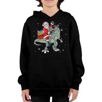 Santa Claus Riding Dinosaur T Rex Christmas For Boys Kids Youth Hoodie - Thegiftio UK