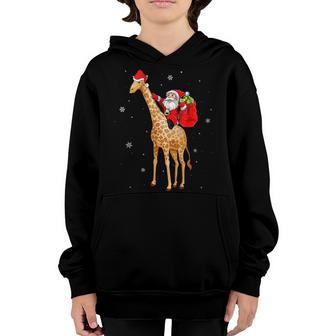 Santa Claus Riding Giraffe Christmas For Kids Boys Girls Youth Hoodie - Thegiftio UK