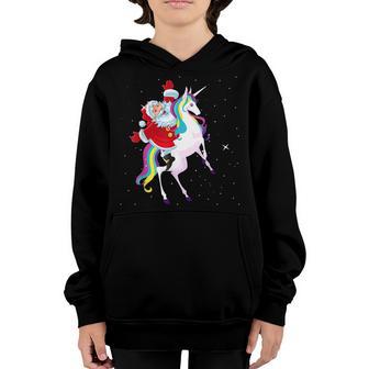 Santa Claus Riding Unicorn Rainbow Christmas Xmas Kids Women V2 Youth Hoodie - Thegiftio UK