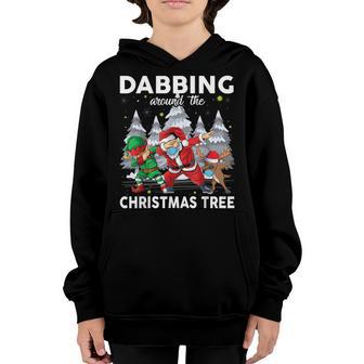Santa Dabbing Around The Christmas Tree Lights Kids Boys Men Youth Hoodie - Thegiftio UK