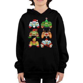 Santa Elf Christmas Gamer Controllers Costume Cool Xmas V3 Youth Hoodie - Thegiftio UK