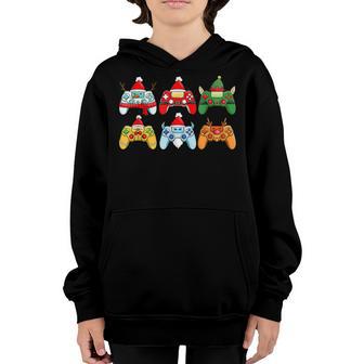 Santa Elf Friends Gaming Controllers Christmas Boys Girls Youth Hoodie - Thegiftio UK