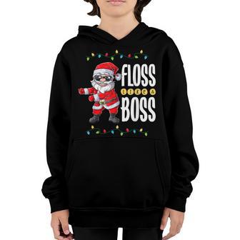 Santa Floss Like A Boss Christmas Boys Kids Xmas Flossing Youth Hoodie - Thegiftio UK
