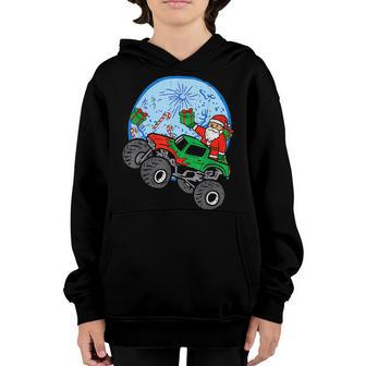 Santa Monster Truck Christmas Pajamas Boys Kids Youth Hoodie - Thegiftio UK