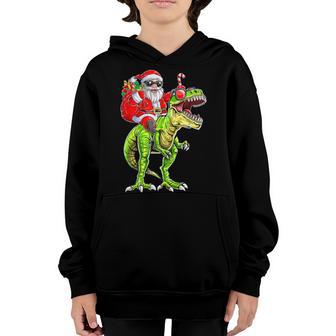 Santa Riding Dinosaur T Rex Christmas Kid Boy Men Xmas Squad V2 Youth Hoodie - Thegiftio UK